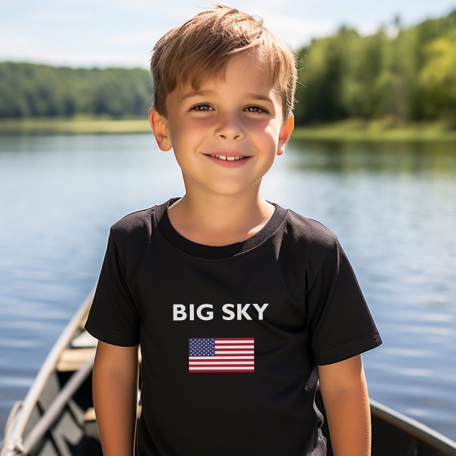 Camiseta Big Sky EUA - Cor Escura do Sinalizador Americano (Criador carregado)