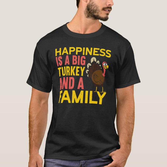 Camiseta Big Turkey And A Family Thanks Giving  Thanksgivin (Frente)