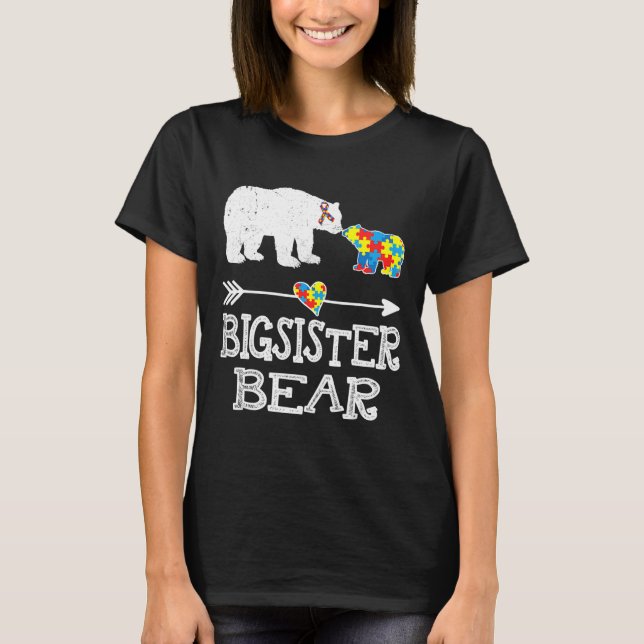 Camiseta Bigcunha Urso Autismo Consciência Mês Autismo Bebê (Frente)