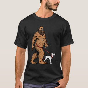Camiseta Bigfoot andando em Boston Terrier Shirt, Cachorro 