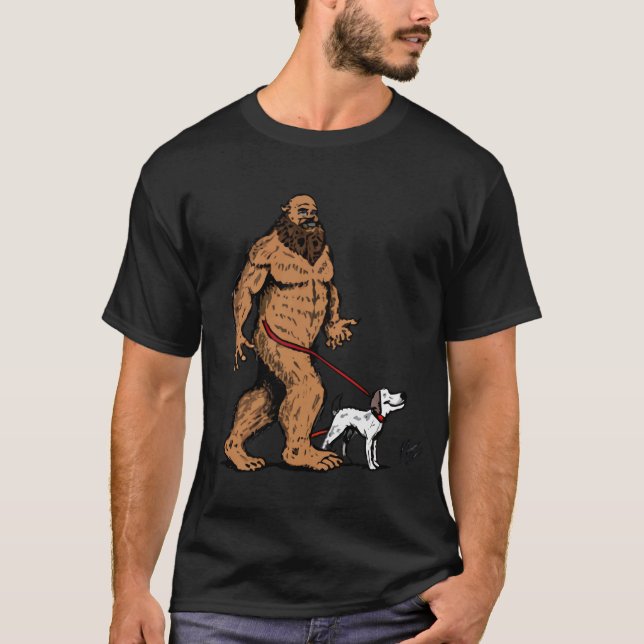 Camiseta Bigfoot andando em Boston Terrier Shirt, Cachorro  (Frente)