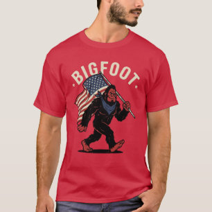 Camiseta Bigfoot Bandeira Americana Patriótica Retro 4 de J