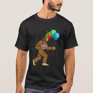 Camiseta Bigfoot Birthday Cake Balloons Sasquatch Yeti