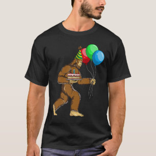 Camiseta Bigfoot Birthday Cake Balloons Sasquatch Yeti