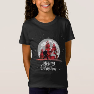 Camiseta Bigfoot Buffalo Xadrez Árvore de Natal Lua e Rein