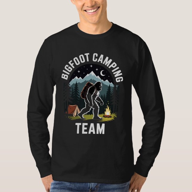 Camiseta Bigfoot Camping Team Shirt, Funny Sasquatch Campfi (Frente)