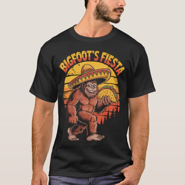 Camiseta Bigfoot Carrying Taco Funny Cinco De Mayo Boys (Frente)