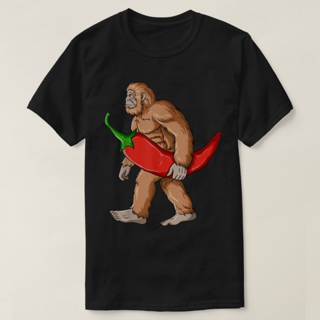 Camiseta Bigfoot Chili Pepper Sasquatch Mexicano Jalapeno (Frente do Design)