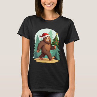 Camiseta Bigfoot Christmas Tree Santa Hat (2)