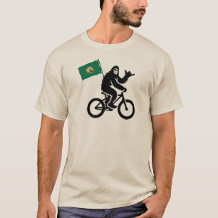 Camiseta Bigfoot Ciclista Bandeira de Washington