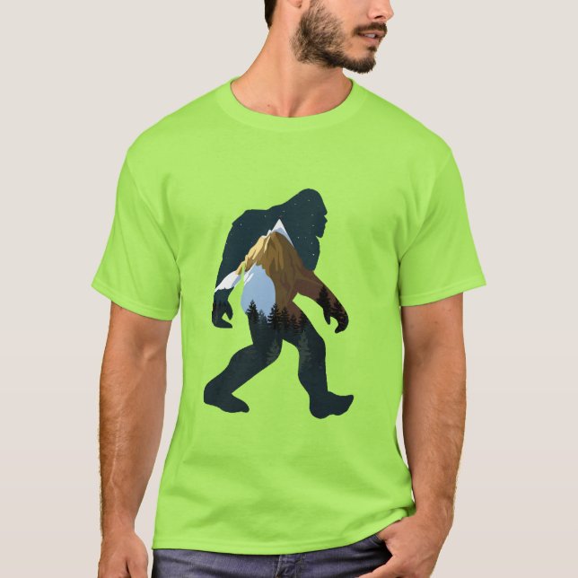 Camiseta Bigfoot da Floresta Noturna (Frente)