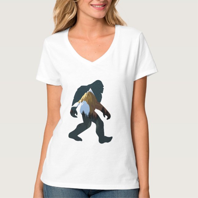 Camiseta Bigfoot da Floresta Noturna (Frente)