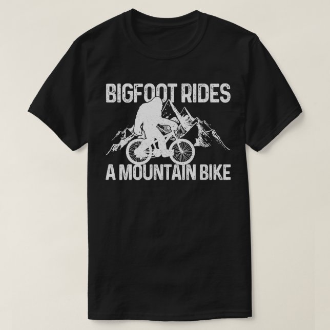 Camiseta Bigfoot Dirige Uma Bicicleta De Montanha Engraçada (Frente do Design)