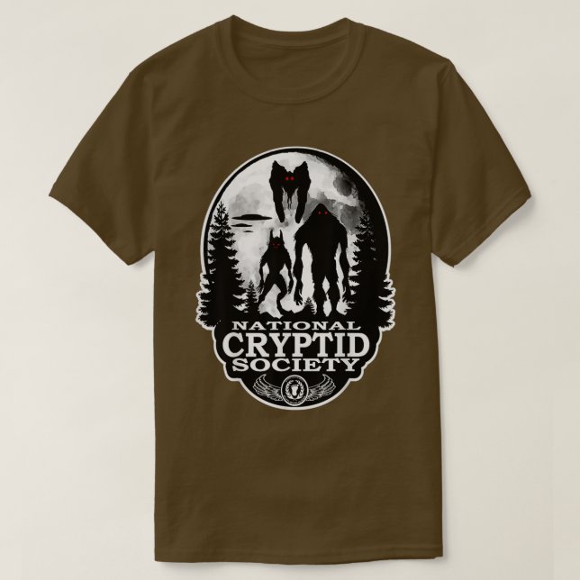 Camiseta Bigfoot Dogman Mothman UFO National Cryptid Societ (Frente do Design)
