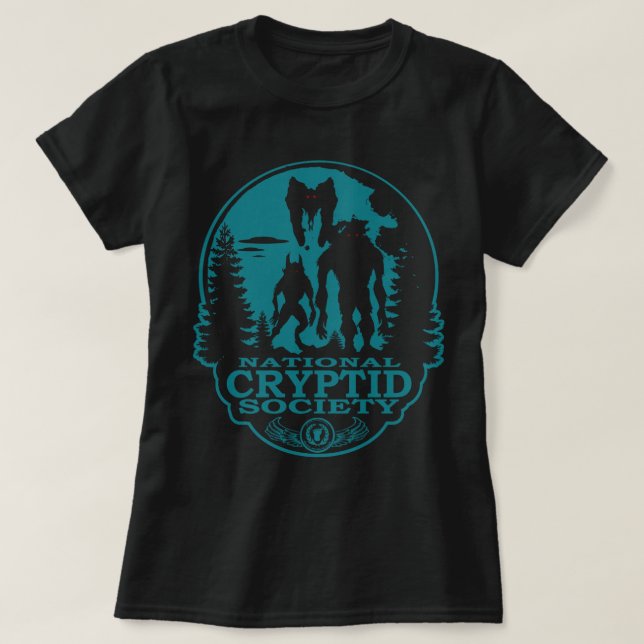 Camiseta Bigfoot Dogman Mothman UFO National Cryptid Societ (Frente do Design)