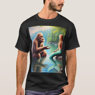 Camiseta Bigfoot e sereia - amigos para sempre