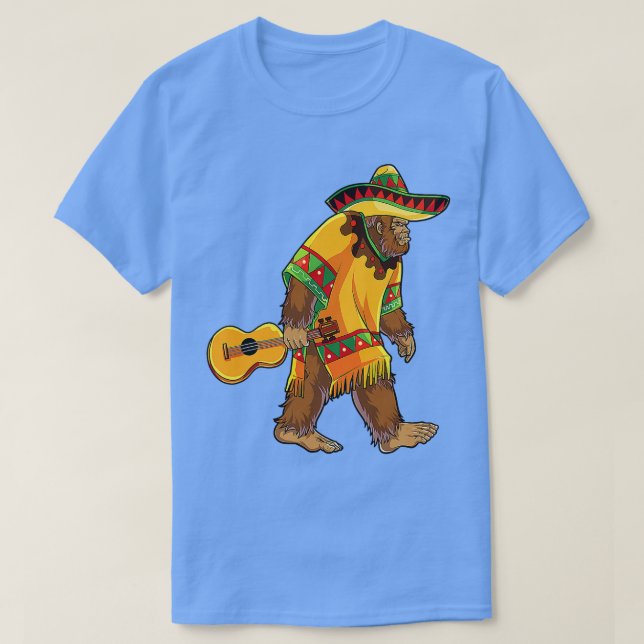 Camiseta Bigfoot El Squatcho Cinco De Mayo Mexicano Poncho  (Frente do Design)