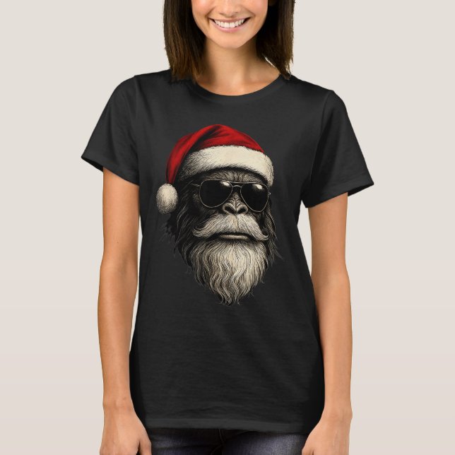 Camiseta Bigfoot Face Sungles Santa Christmas Funny Xmas Sa (Frente)