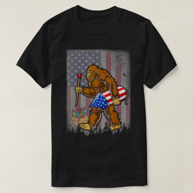 Camiseta Bigfoot Fireworks 4th Of July Funny Boys Men Sasqu (Frente do Design)