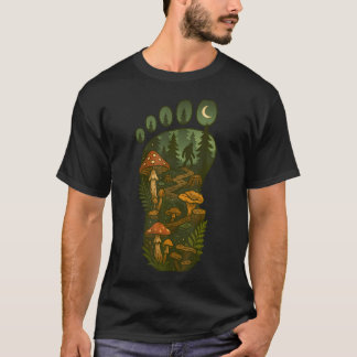 Camiseta Bigfoot Foot Print Forest Nature Mushroom Sasquatc