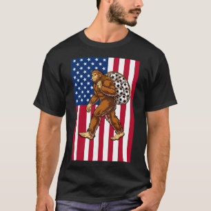 Camiseta Bigfoot Futebol Bandeira EUA Engraçado Patriótico