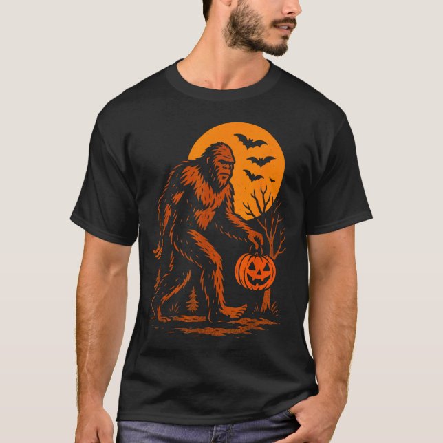 Camiseta Bigfoot Halloween Sasquatch Jack O Lantern  (Frente)