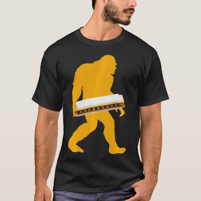 Camiseta Bigfoot Harmonica Sasquatch Harpist - Harpa France (Frente)