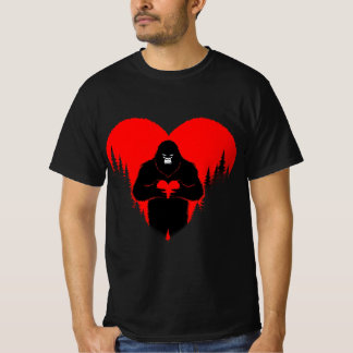 Camiseta Bigfoot Heart Dia dos Namorados Unisex, A