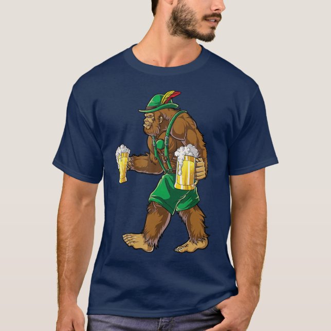 Camiseta Bigfoot Lederhosen Oktoberfest Men Prost Beer (Frente)