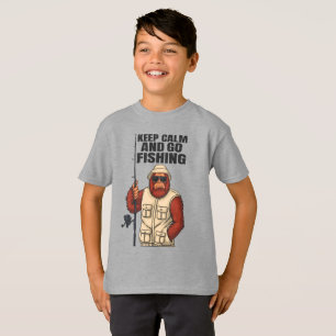 Camiseta Bigfoot Mantenha a Calma E Vá Pescar Engraçado