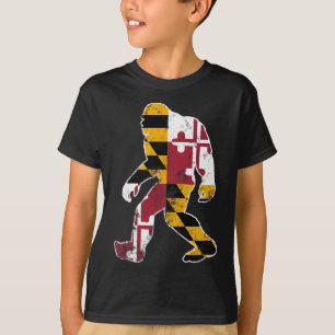 Camiseta Bigfoot Maryland Flag State Sasquatch Men Women Ki