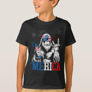 Camiseta Bigfoot Merica 4 De Julho Roupas Engraçadas Para H