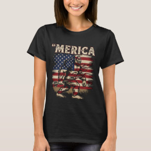 Camiseta Bigfoot Merica Rock - Patriótico 4 de julho Sasqua