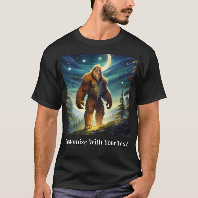 Camiseta Bigfoot Night Woods Moon Stars (Frente)