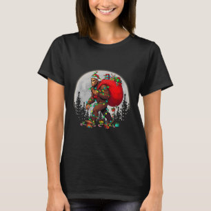 Camiseta Bigfoot Papai noel Árvore de Natal Luz Engraçada X