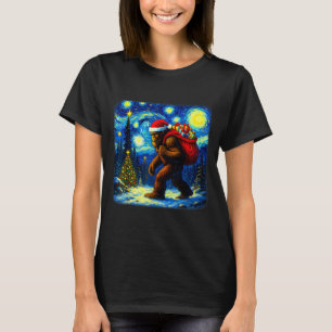 Camiseta Bigfoot Papai Noel Estrela Natalina Noite Sasquatc