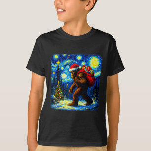 Camiseta Bigfoot Papai Noel Natal Noite Estrelada Sasquatch