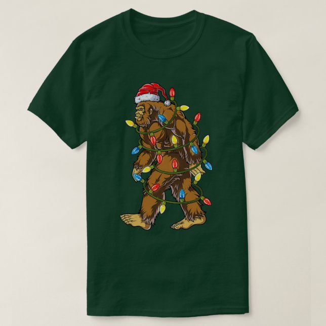 Camiseta Bigfoot Papais noeis Árvore de Natal Luzes Xmas Ho (Frente do Design)