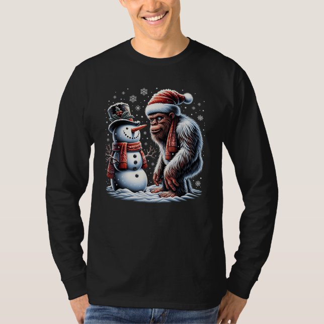 Camiseta Bigfoot Papais noeis Snowman Xmas Natal (Frente)