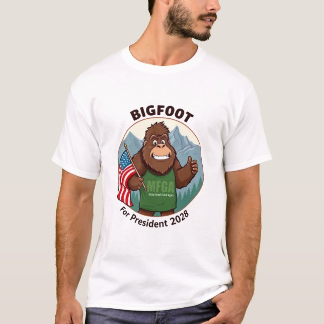 Camiseta Bigfoot Para Presidente 2028 (Frente)