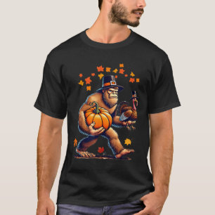 Camiseta Bigfoot Peregrino Chapéu Dia do Peru Abóbora Dia d