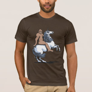 Camiseta Bigfoot que monta um unicórnio