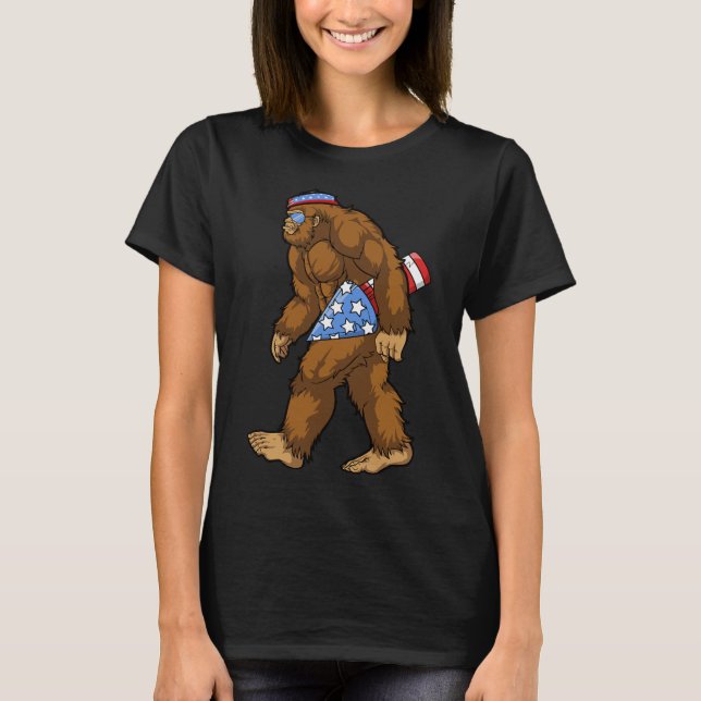 Camiseta Bigfoot Rocket American Pride 4 De Julho Engraçado (Frente)