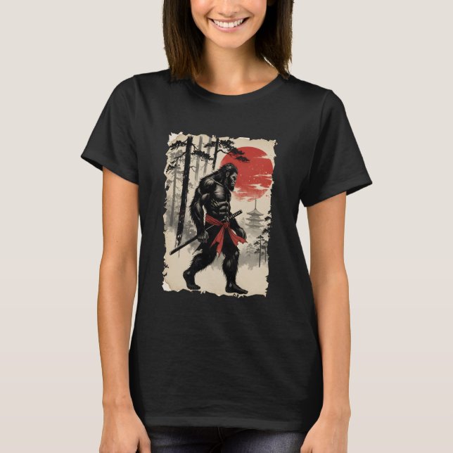 Camiseta Bigfoot Samurai Warrior Anime Japanese Art Samurai (Frente)