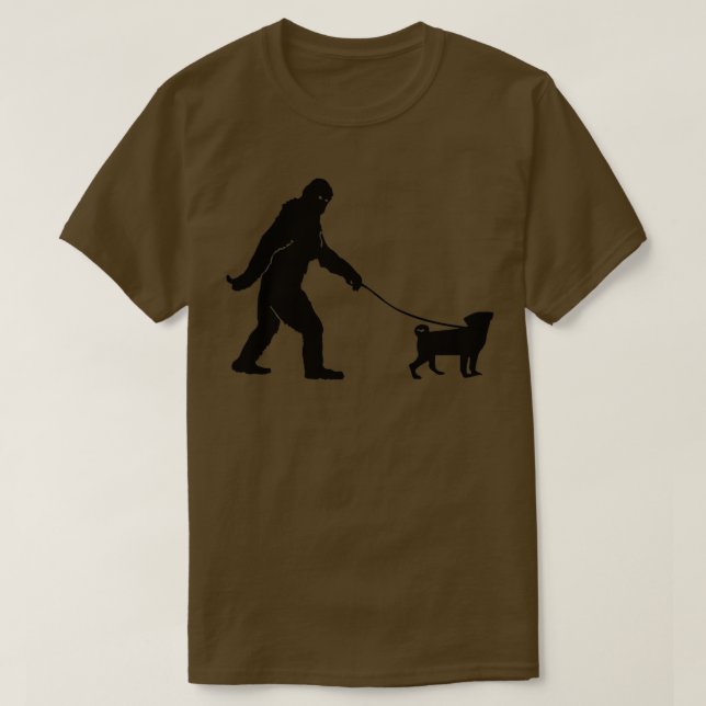 Camiseta Bigfoot Sasquatch Andando Pug para Cachorros Amant (Frente do Design)