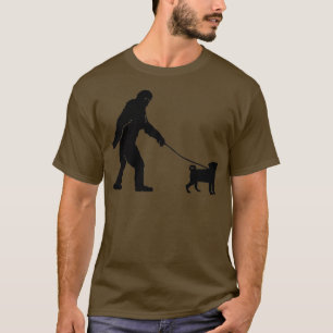 Camiseta Bigfoot Sasquatch Andando Pug para Cachorros Amant