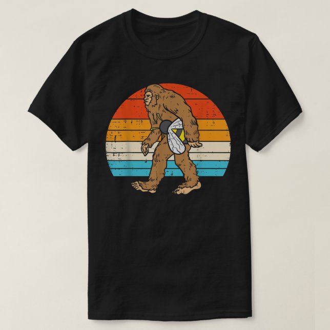 Camiseta Bigfoot Sasquatch Bee Sunset Retro Bekeeper Men W (Frente do Design)