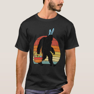 Camiseta Bigfoot Sasquatch Bunny Easter Ovos Retro Homens