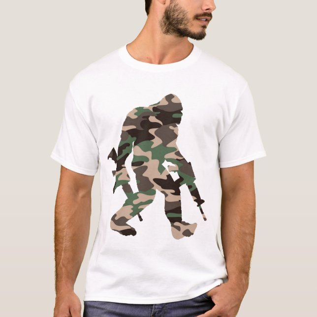 Camiseta Bigfoot Sasquatch Camuflagem (Frente)