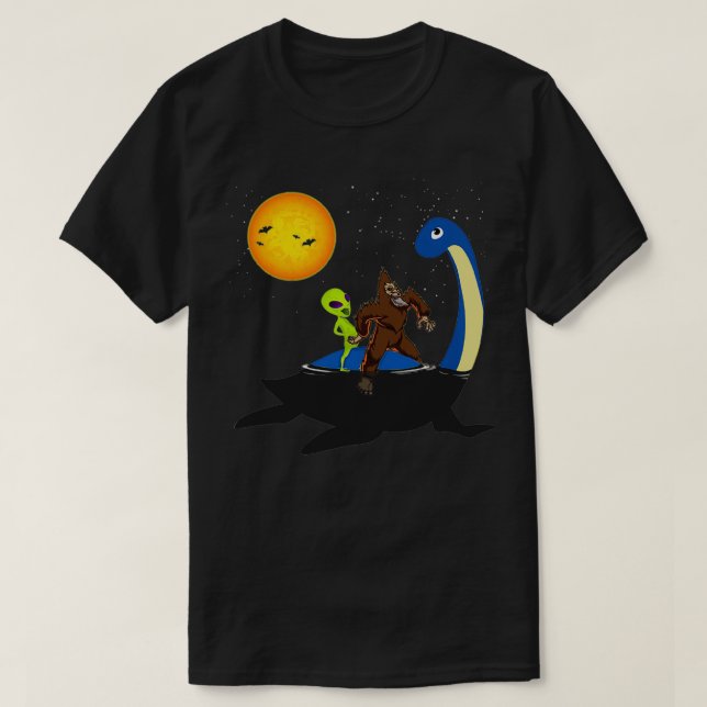 Camiseta Bigfoot Sasquatch Loch Ness Monster Nessie Alieníg (Frente do Design)